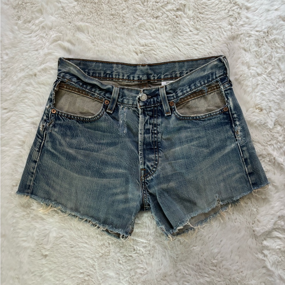 VTG Levi’s - Reworked Cut Out High Rise Cut Off Denim Shorts
